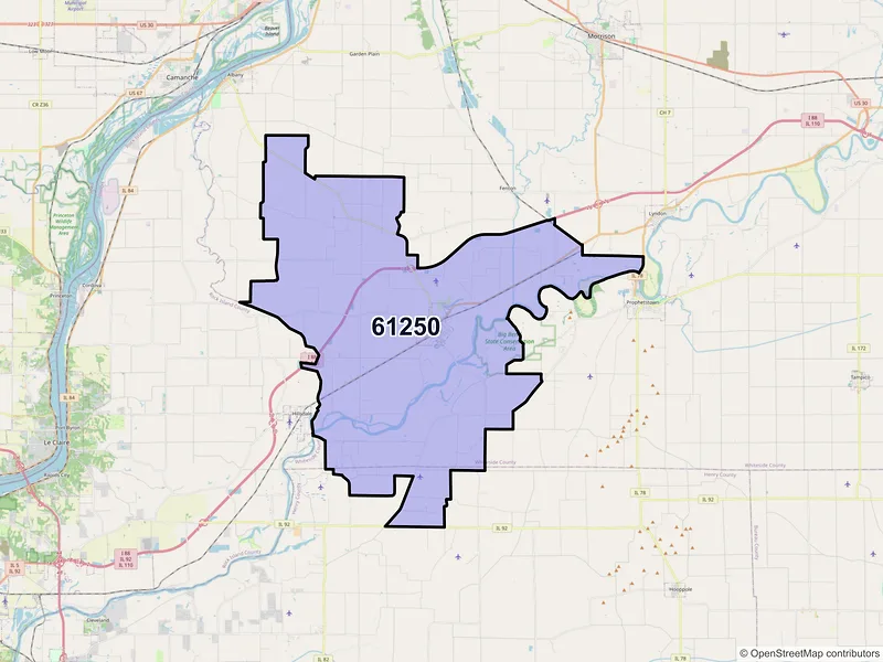 Map of Erie, Illinois and ZIP codes