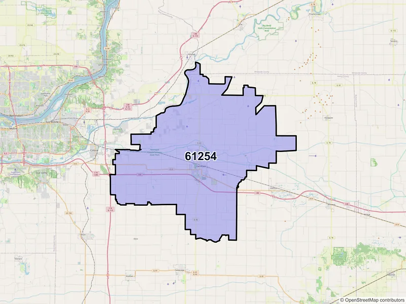 Map of Geneseo, Illinois and ZIP codes