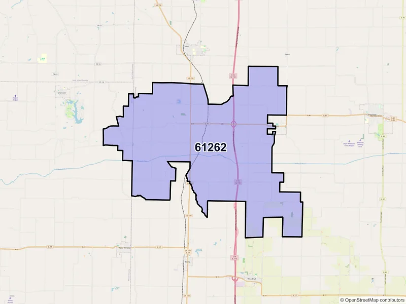 Map of Lynn Center, Illinois and ZIP codes