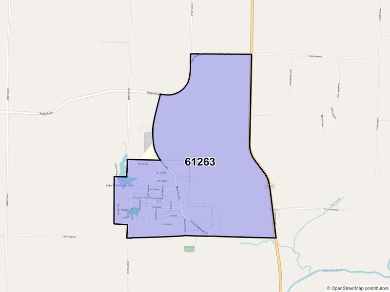 Map of Matherville, Illinois and ZIP codes