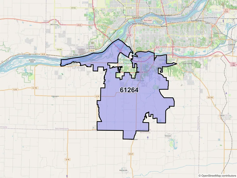 Map of ZIP Code 61264 — Milan, IL