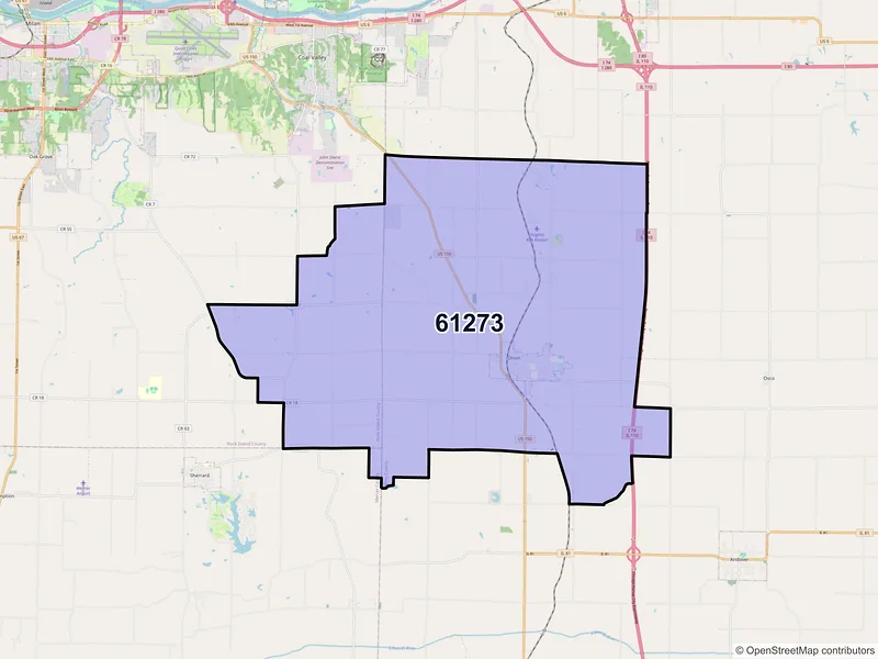Map of Orion, Illinois and ZIP codes
