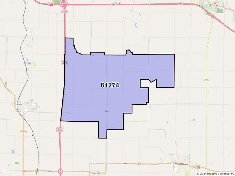 Map of Osco, Illinois and ZIP codes