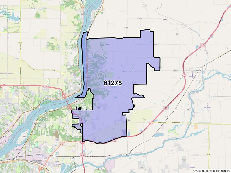 Map of ZIP Code 61275 — Port Byron, IL