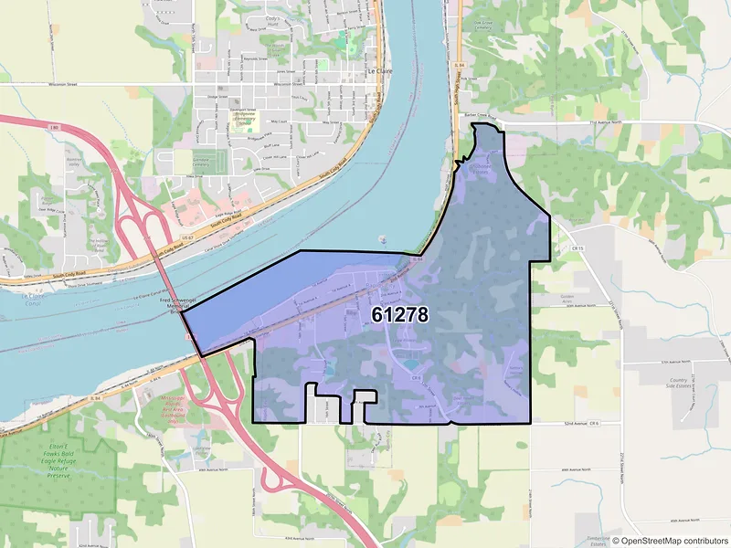 Map of Rapids City, Illinois and ZIP codes