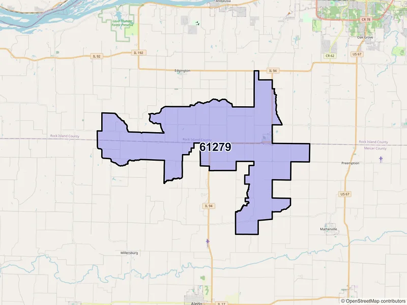 Map of ZIP Code 61279 — Reynolds, IL