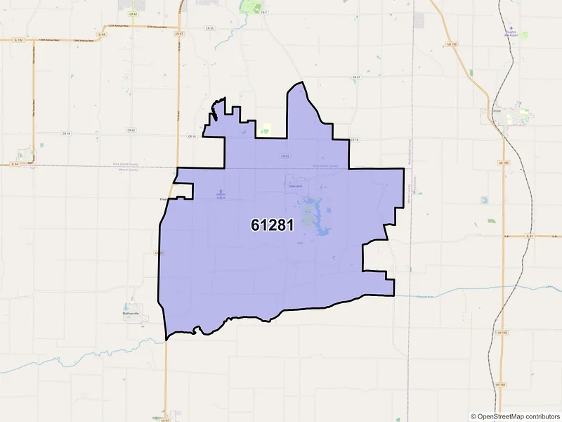 Map of ZIP Code 61281 — Sherrard, IL