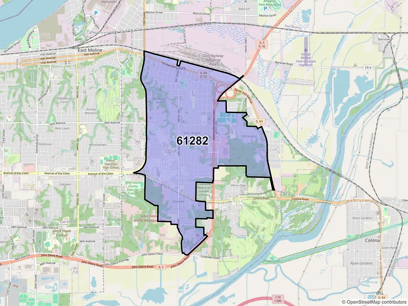 Map of Silvis, Illinois and ZIP codes