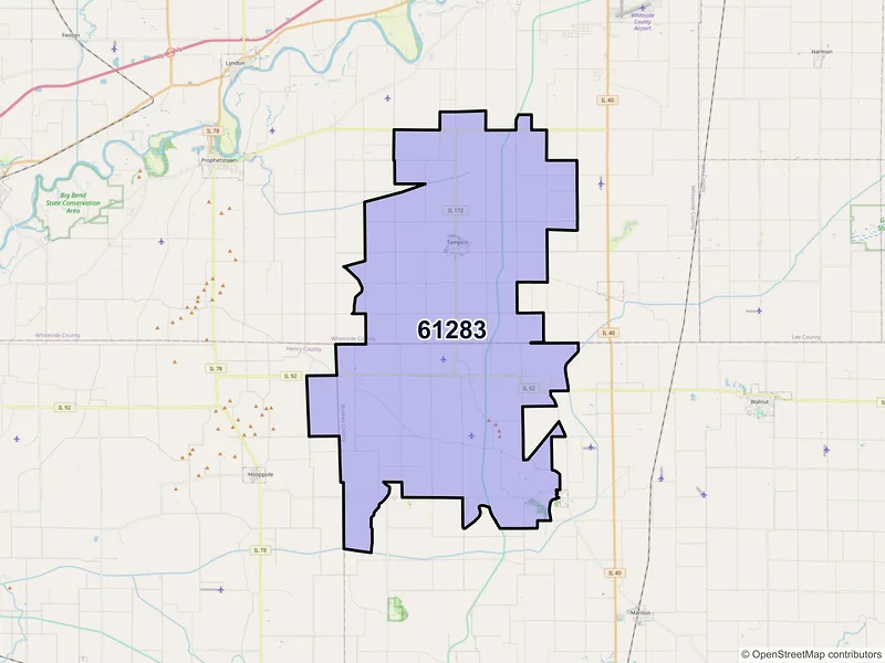 Map of ZIP Code 61283 — Tampico, IL