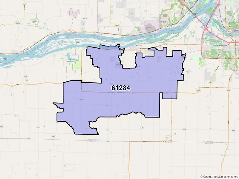 Map of ZIP Code 61284 — Taylor Ridge, IL