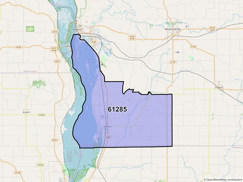 Map of Thomson, Illinois and ZIP codes