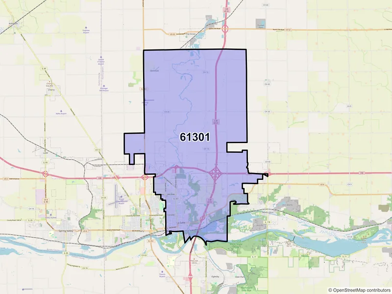 Map of ZIP Code 61301 — La Salle, IL