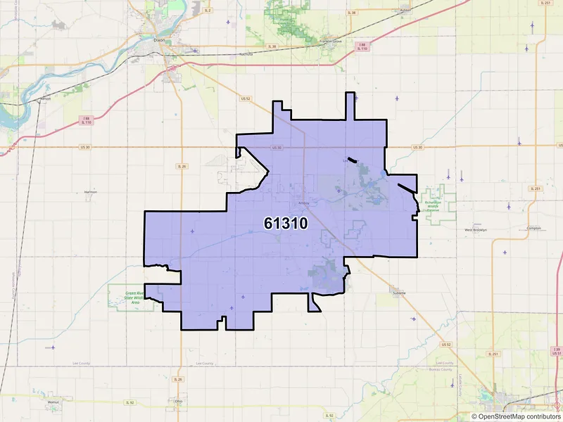Map of ZIP Code 61310 — Amboy, IL