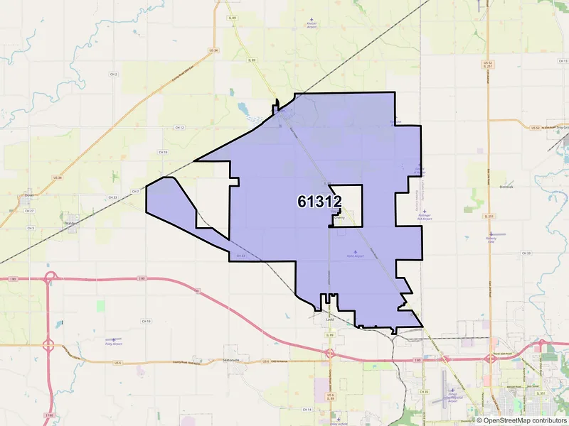 Map of ZIP Code 61312 — Arlington, IL