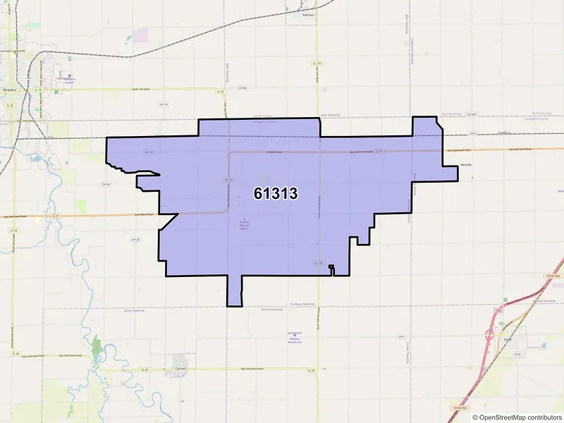 Map of ZIP Code 61313 — Blackstone, IL