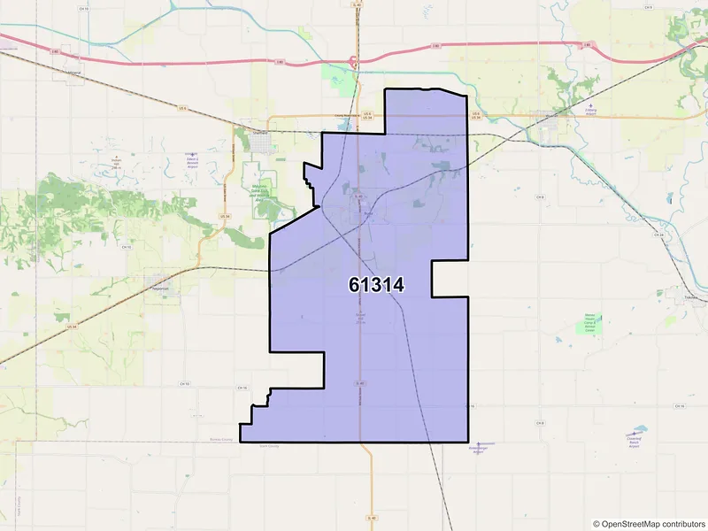 Map of ZIP Code 61314 — Buda, IL