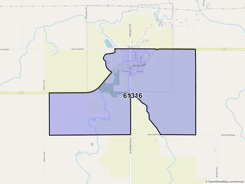 Map of Cedar Point, Illinois and ZIP codes