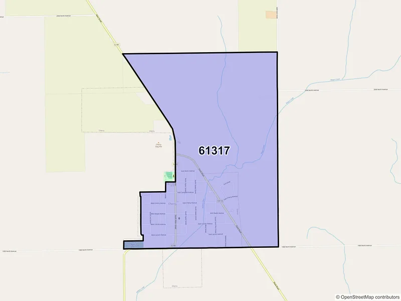 Map of Cherry, Illinois and ZIP codes