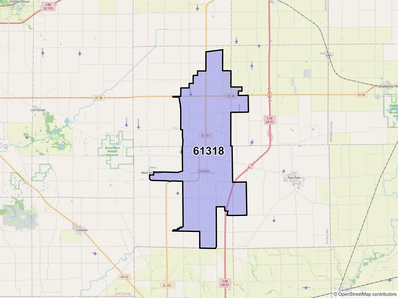 Map of ZIP Code 61318 — Compton, IL