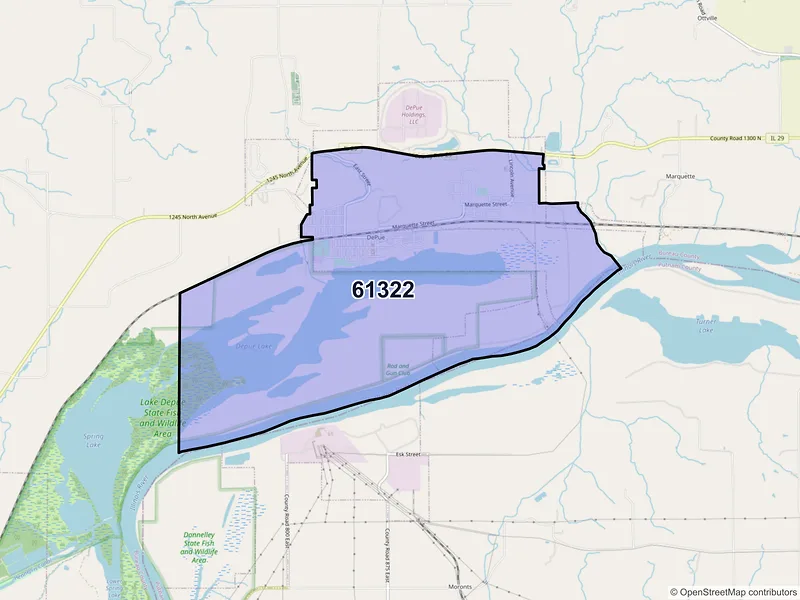 Map of Depue, Illinois and ZIP codes