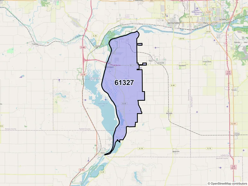 Map of ZIP Code 61327 — Hennepin, IL
