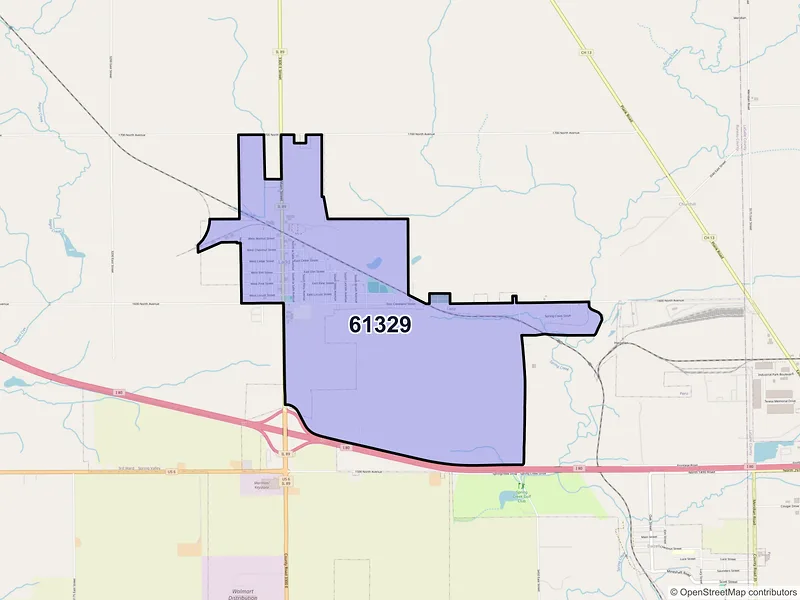 Map of ZIP Code 61329 — Ladd, IL