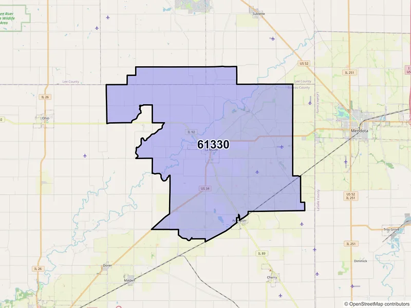 Map of ZIP Code 61330 — La Moille, IL