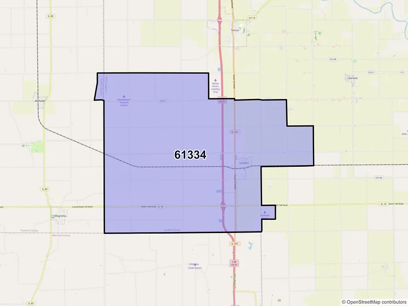 Map of ZIP Code 61334 — Lostant, IL