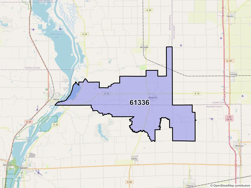 Map of ZIP Code 61336 — Magnolia, IL