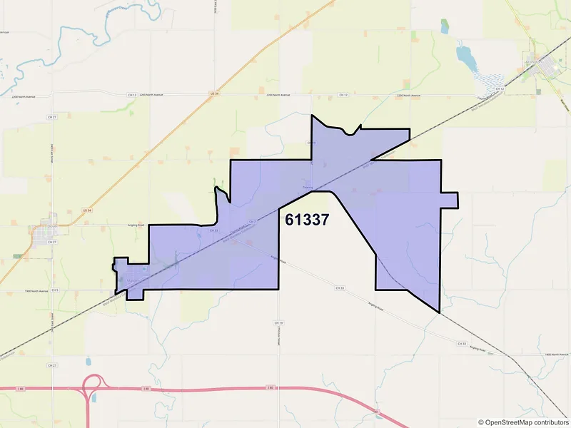Map of ZIP Code 61337 — Malden, IL