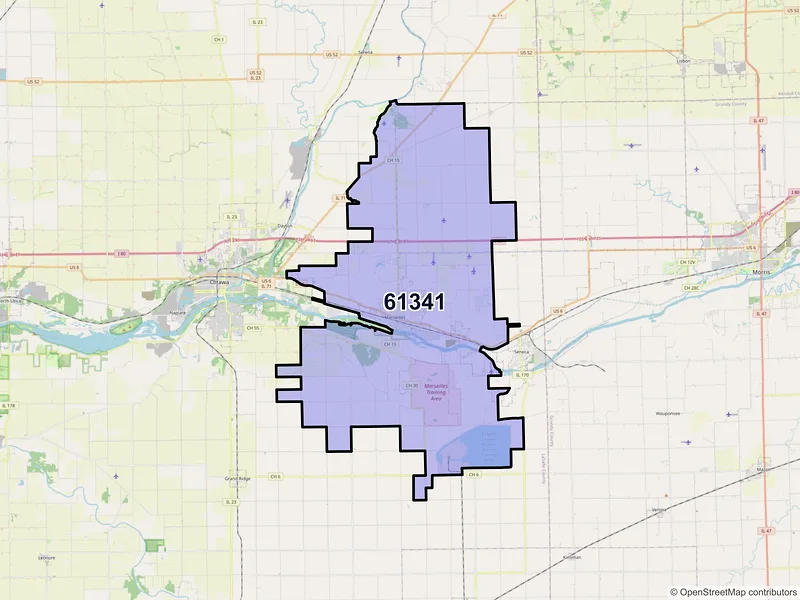 Map of ZIP Code 61341 — Marseilles, IL
