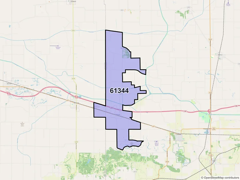 Map of ZIP Code 61344 — Mineral, IL