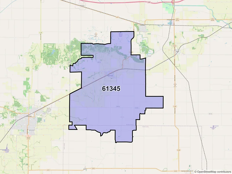 Map of ZIP Code 61345 — Neponset, IL