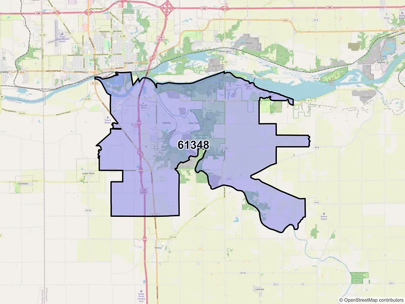 Map of ZIP Code 61348 — Oglesby, IL