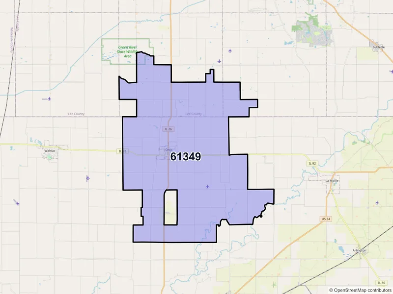 Map of ZIP Code 61349 — Ohio, IL