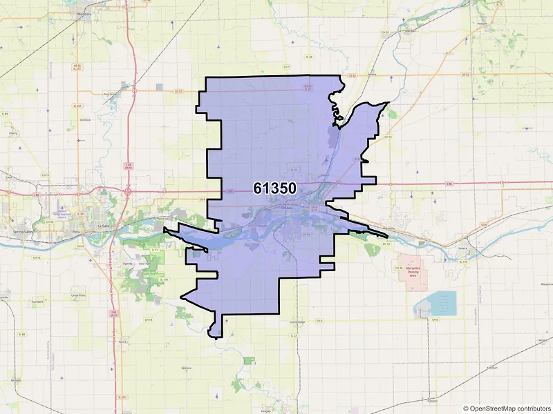 Map of ZIP Code 61350 — Ottawa, IL