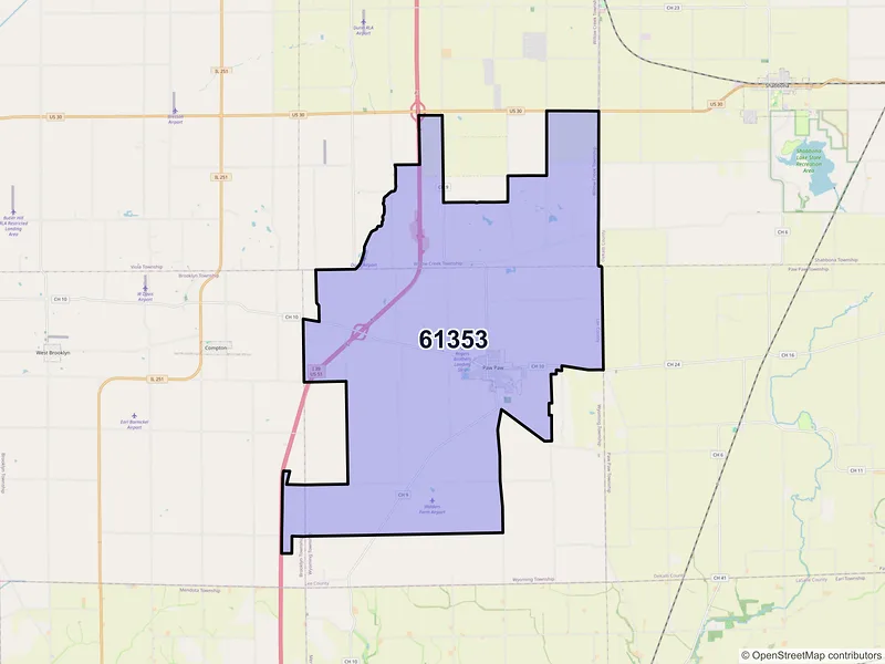 Map of ZIP Code 61353 — Paw Paw, IL