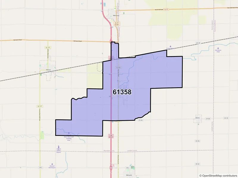 Map of ZIP Code 61358 — Rutland, IL