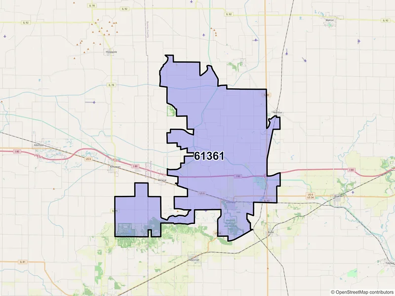 Map of ZIP Code 61361 — Sheffield, IL