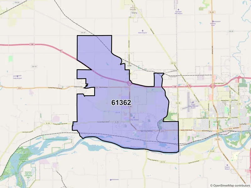 Map of ZIP Code 61362 — Spring Valley, IL