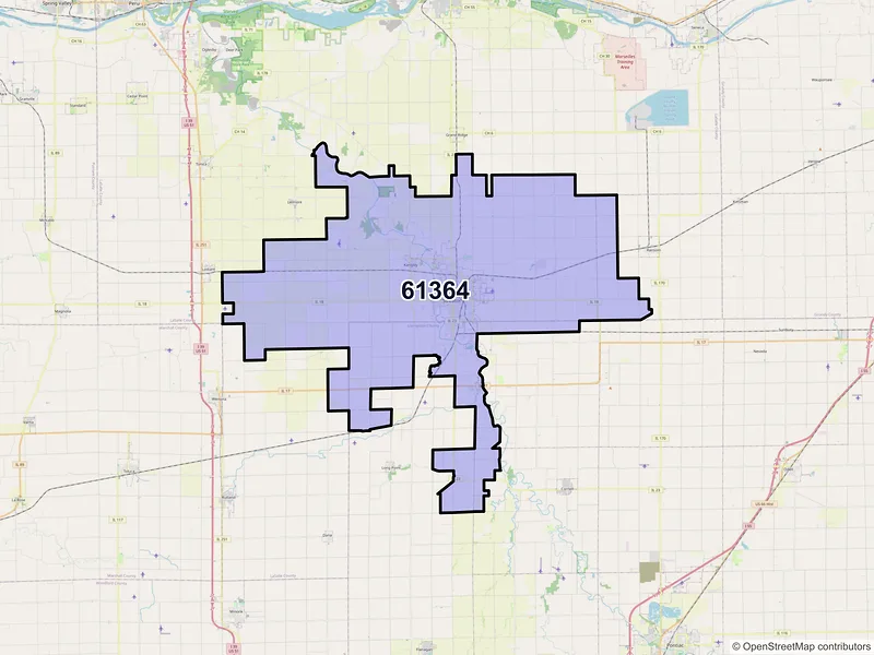 Map of ZIP Code 61364 — Streator, IL