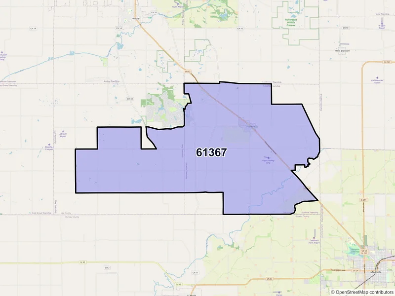 Map of ZIP Code 61367 — Sublette, IL