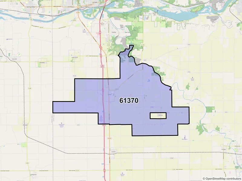 Map of ZIP Code 61370 — Tonica, IL