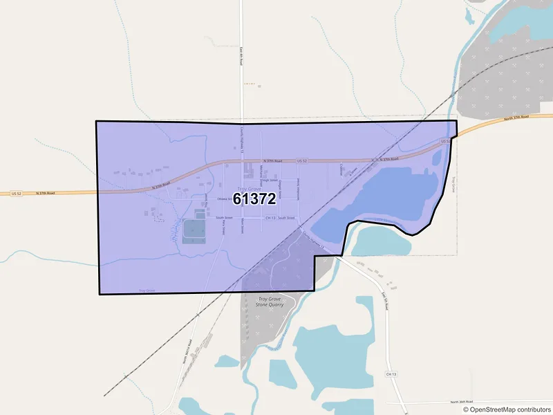 Map of Troy Grove, Illinois and ZIP codes