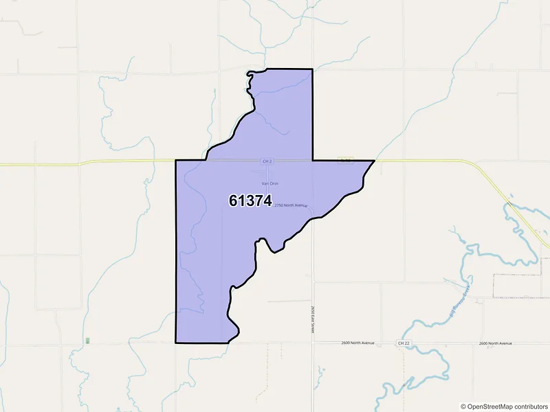 Map of Van Orin, Illinois and ZIP codes