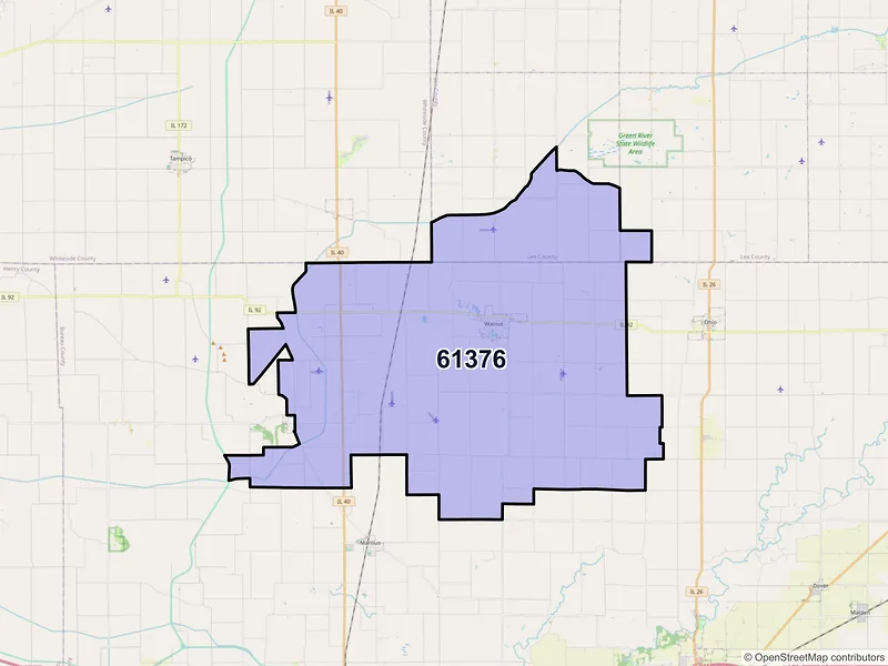 Map of ZIP Code 61376 — Walnut, IL