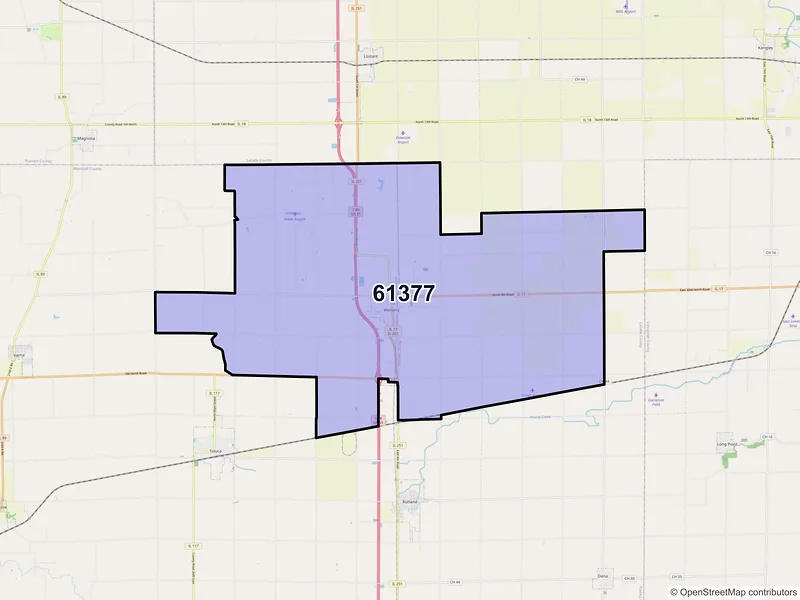 Map of ZIP Code 61377 — Wenona, IL