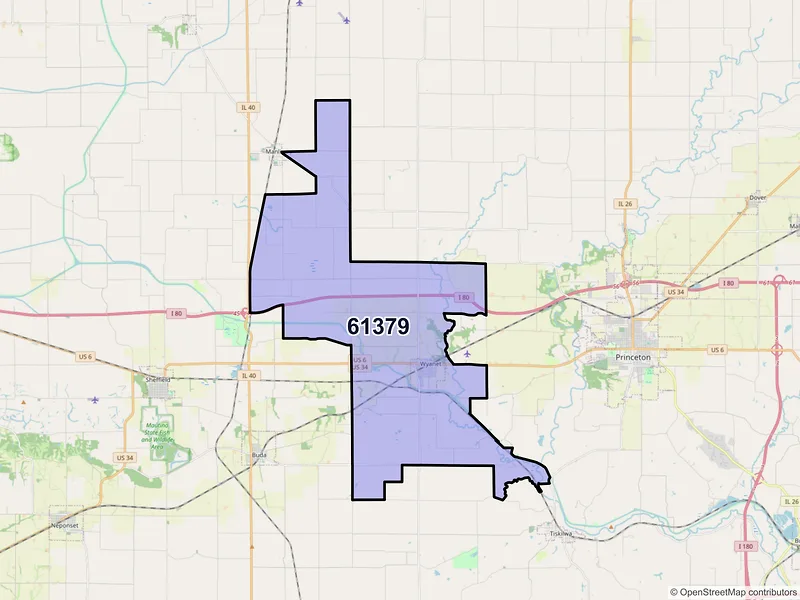 Map of ZIP Code 61379 — Wyanet, IL
