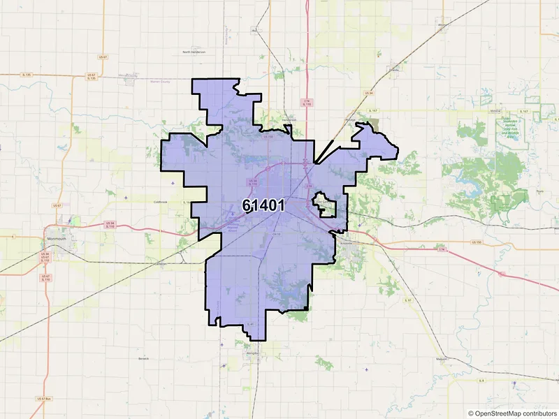 Map of ZIP Code 61401 — Galesburg, IL