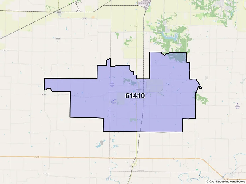 Map of Abingdon, Illinois and ZIP codes